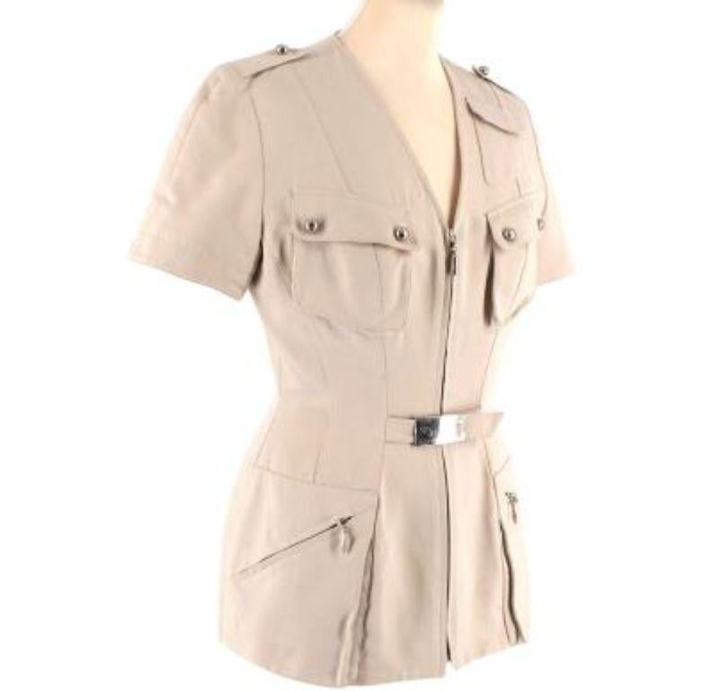 Mugler Cream Suede Safari Style Jacket In Good Condition For Sale In London, GB