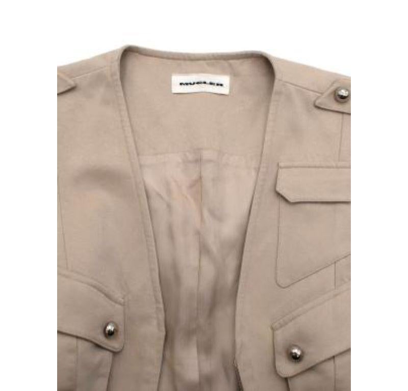 Women's Mugler Cream Suede Safari Style Jacket For Sale