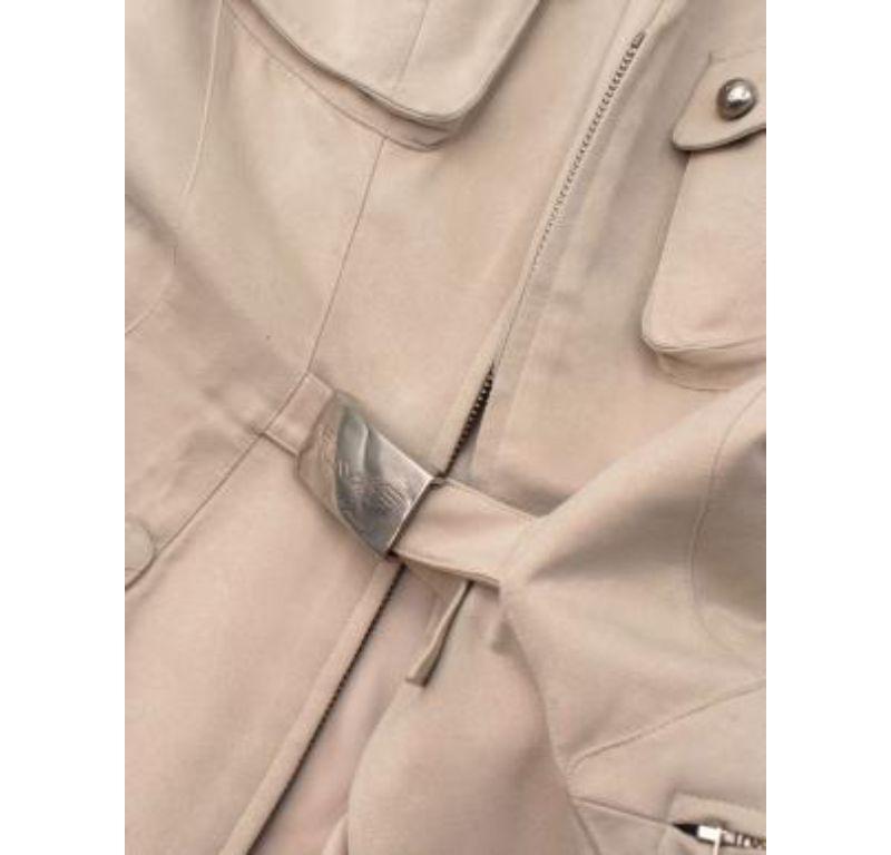 Mugler Cream Suede Safari Style Jacket For Sale 3