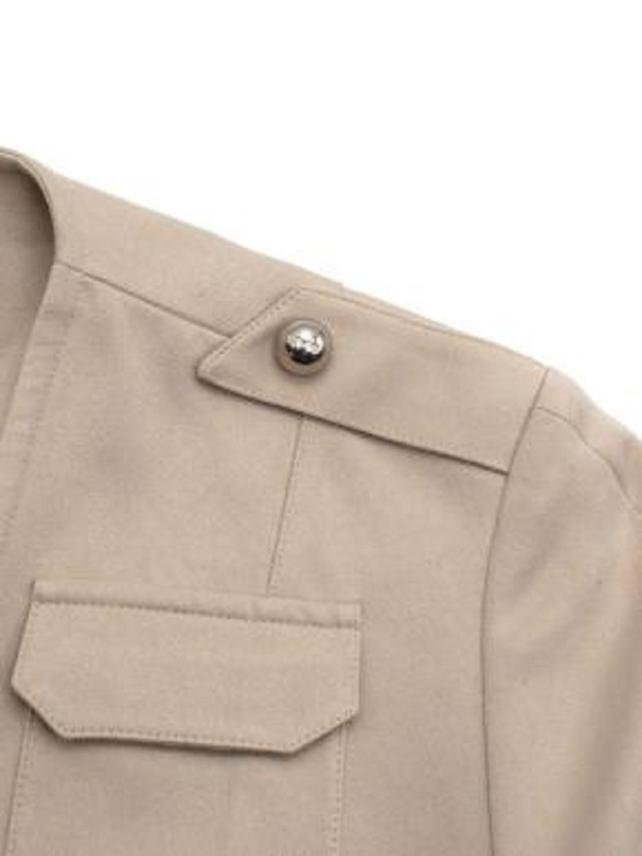 Mugler Cream Suede Safari Style Jacket For Sale 2