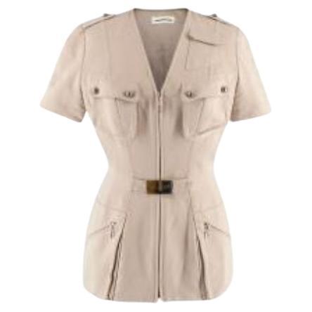 Mugler Cream Suede Safari Style Jacket For Sale