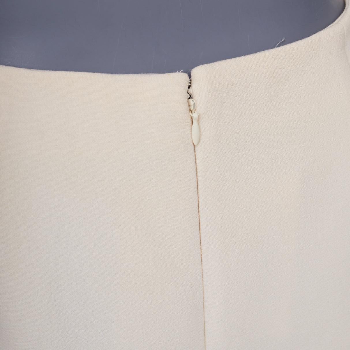 MUGLER cream virgin wool metallic copper PVC edge tulip skirt FR38 M For Sale 2
