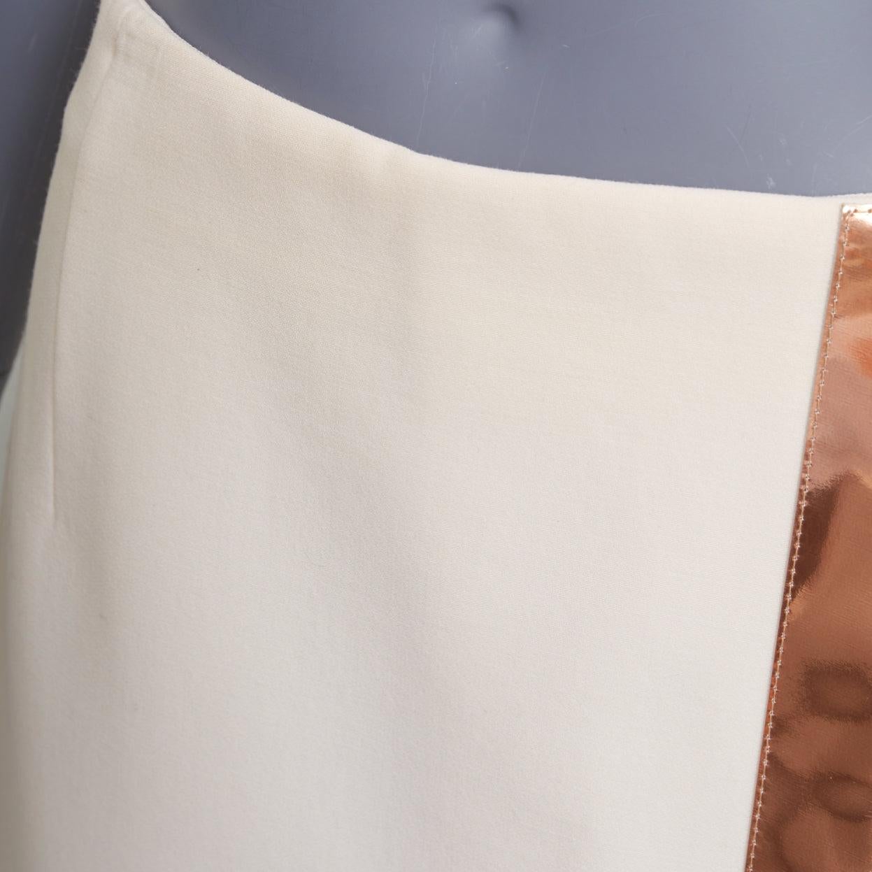 MUGLER cream virgin wool metallic copper PVC edge tulip skirt FR38 M For Sale 4