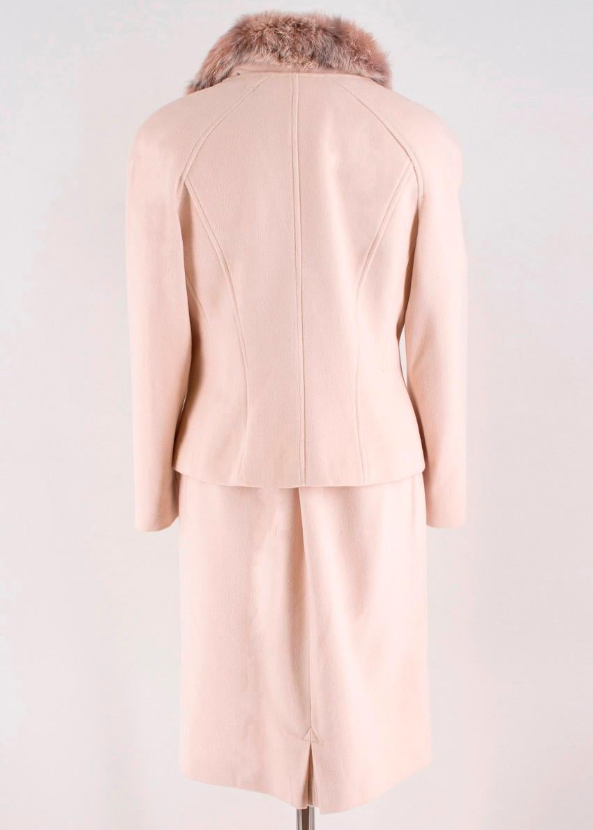Women's Mugler Cream Wool and Cashmere Jacket and Skirt Set US 6 For Sale