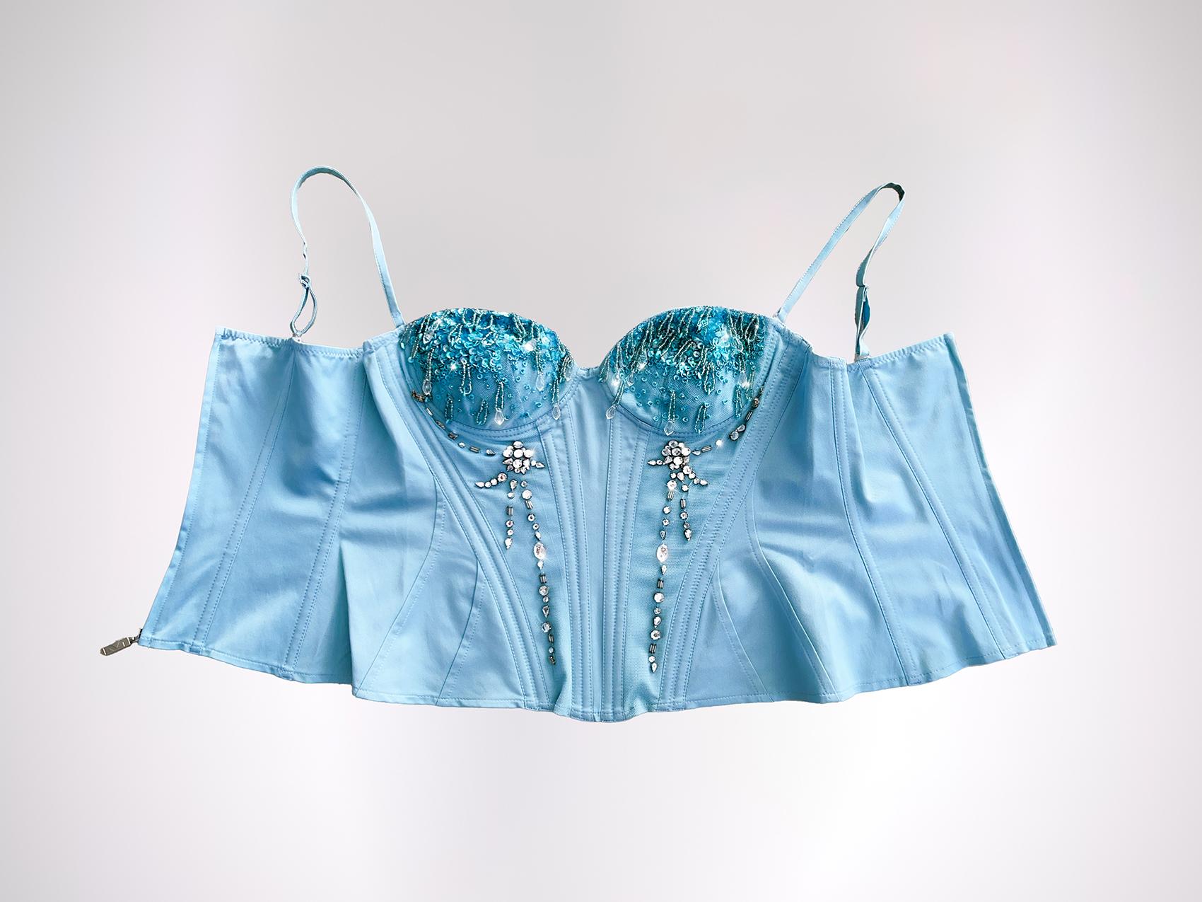 MUGLER Kristall-Tropfen-Korsett-Top mit Strass-Korsett Damen im Angebot