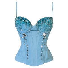 MUGLER Crystal Teardrop Corset Top Rhinestone Corsage