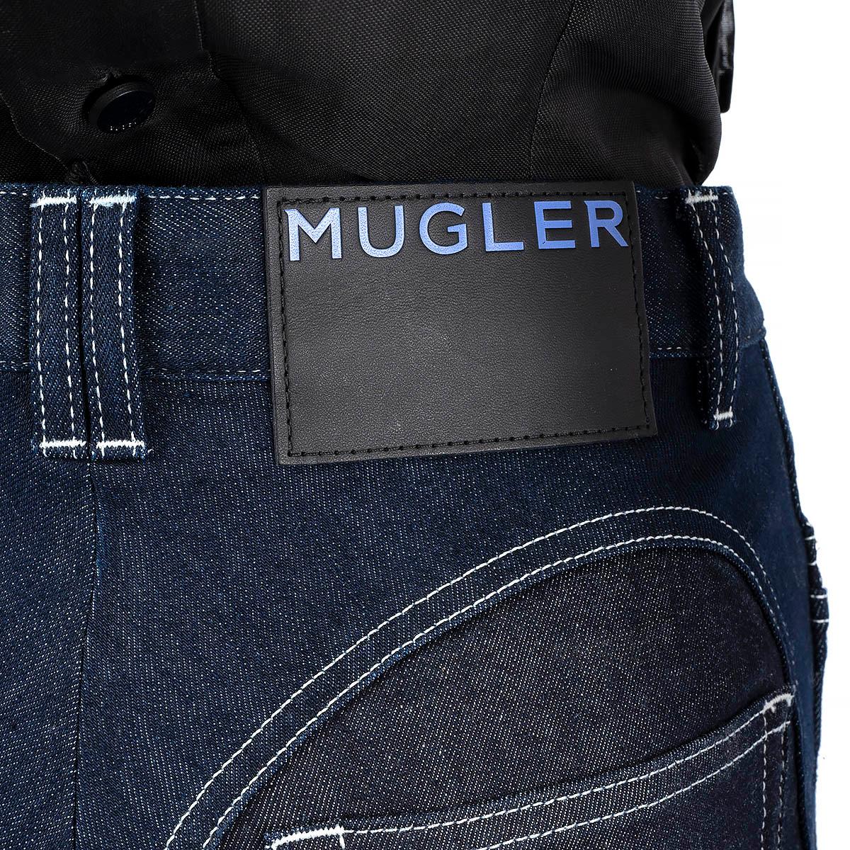 MUGLER Dunkelblaue Baumwoll-Jeans SPIRAL HIGH WAISTED HOT PANTS Shorts 36 XS 3