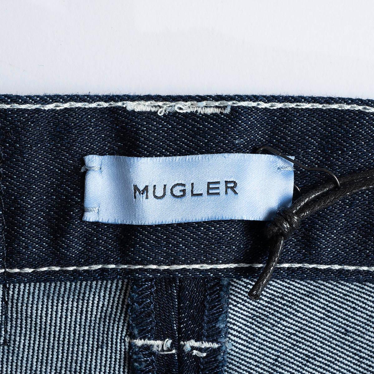 MUGLER Dunkelblaue Baumwoll-Jeans SPIRAL HIGH WAISTED HOT PANTS Shorts 36 XS 4