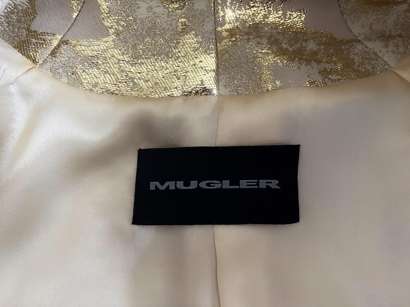MUGLER Ensemble Giacca Abito Metallizzato Oro Gonna in vendita 4