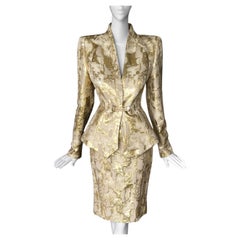 MUGLER Ensemble Giacca Abito Metallizzato Oro Gonna
