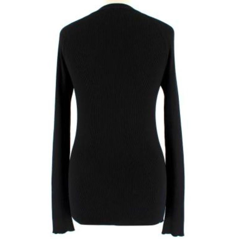 Mugler Eyelet Detail Black Ribbed Knit Top In Good Condition For Sale In London, GB