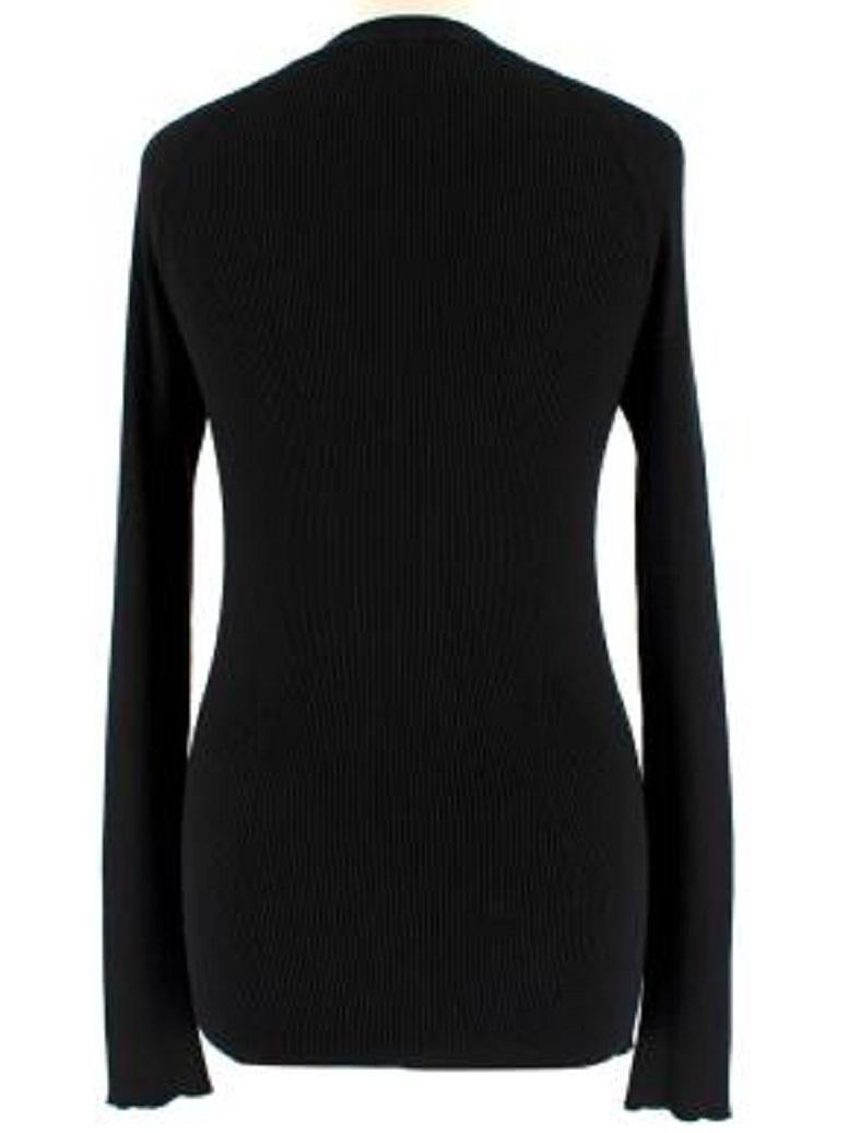 Mugler Eyelet Detail Black Ribbed Knit Top In Good Condition For Sale In London, GB