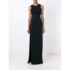 Mugler Eyelet Detail Stretch Black Crepe Maxi Skirt