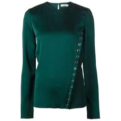 Mugler Forest Green Eyelet Detail Blouse