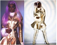 Mugler FW 1991 Vintage Gold Leather Coat / Size 38
