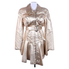 Mugler FW 1991 Vintage Gold Leather Coat / Size 38