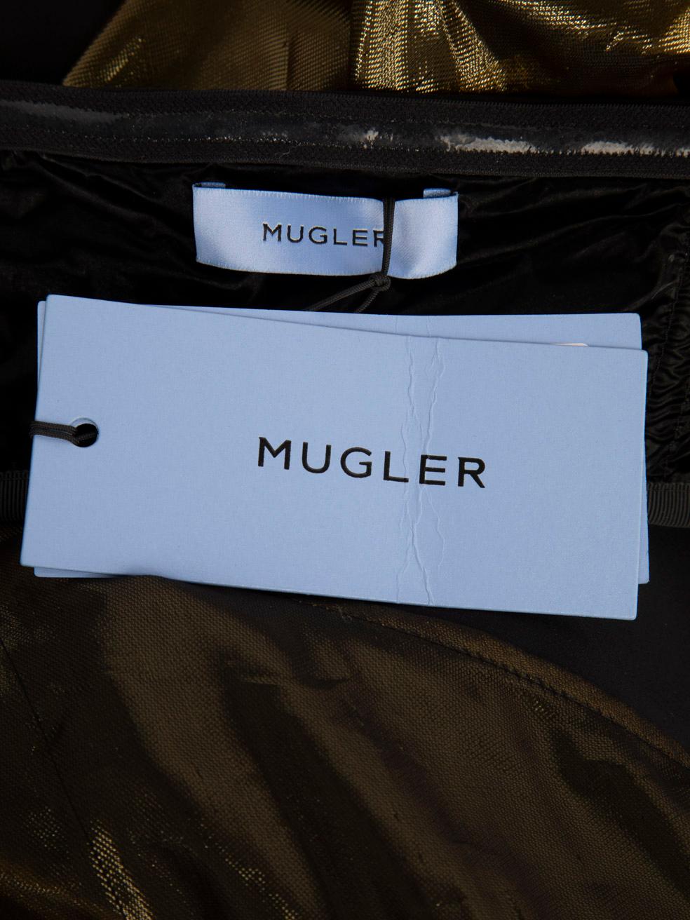 Mugler Gold & Black Silk Sheer Strapless Dress Size S 3
