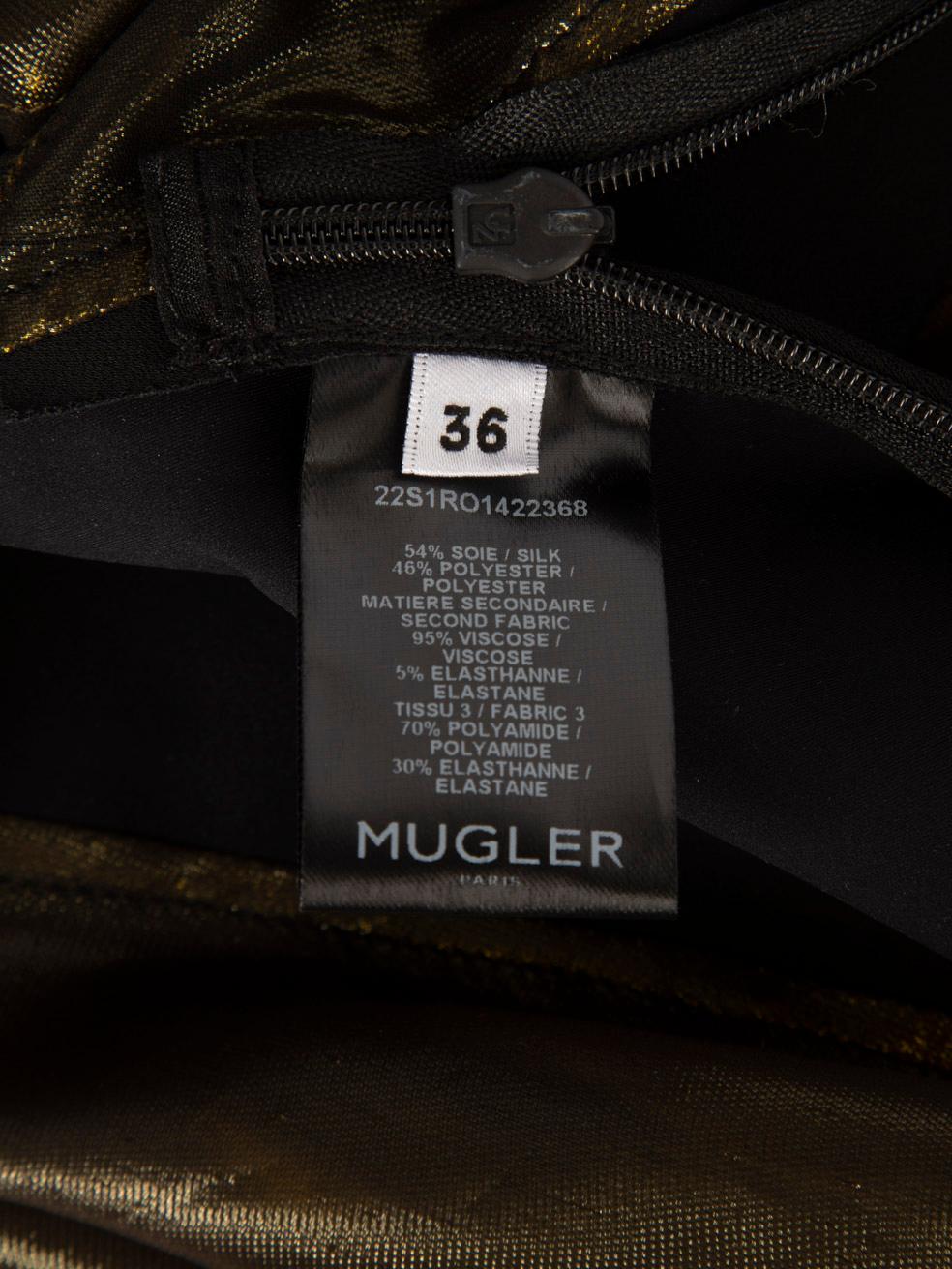 Mugler Gold & Black Silk Sheer Strapless Dress Size S 4