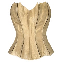 MUGLER Corpiño escultural metálico dorado