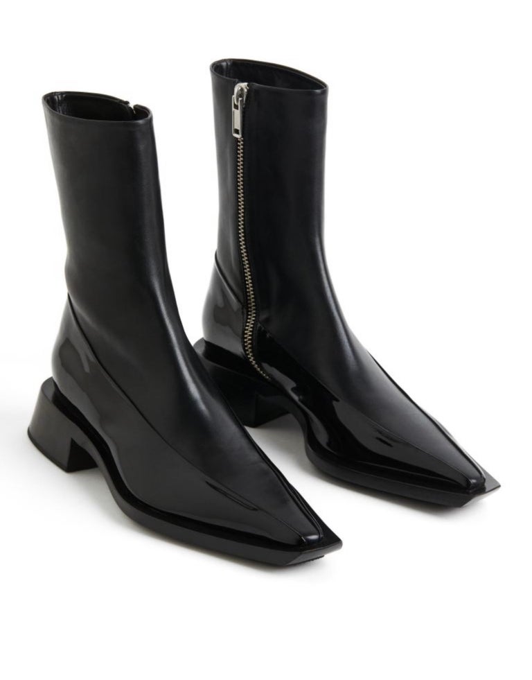 Mugler H&M Leather ankle boots black size US 8.5 EUR 41 UK 7.5 Limited  Edition For Sale at 1stDibs | mugler h&m boots
