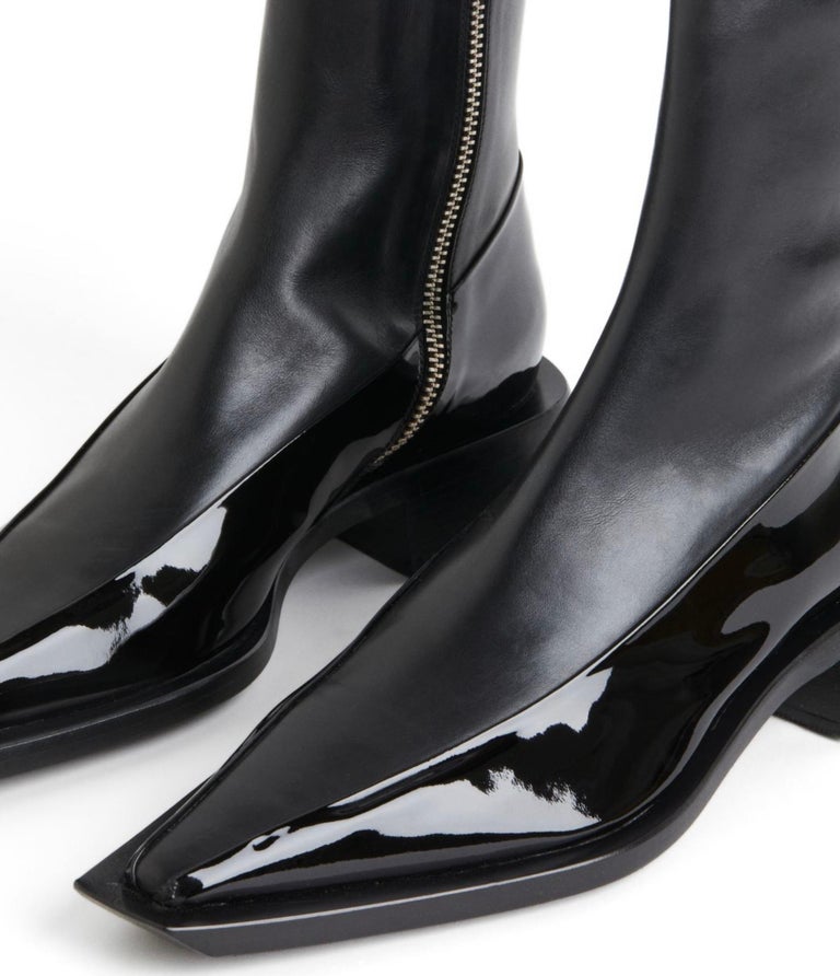 Mugler H&M Leather ankle boots black size US 8.5 EUR 41 UK 7.5 Limited  Edition For Sale at 1stDibs | mugler h&m boots