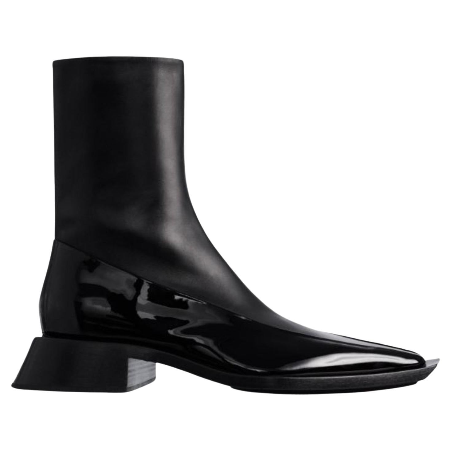 Mugler H&M - Bottines en cuir noires, taille US 8,5 EUR 41 GB 7,5, édition limitée