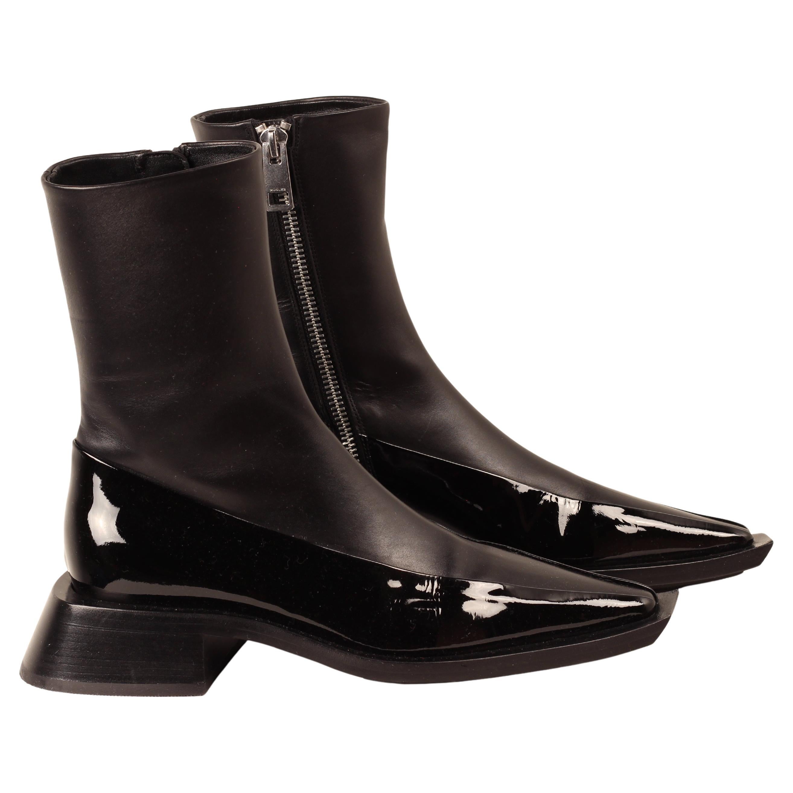 Mugler H&M Leather ankle boots black - US 7 / EU 39 / UK 6 Limited Edition NEW For Sale 4