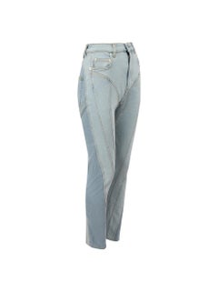 Mugler Light Blue Denim Spiral Panelled High Rise Jeans Size S