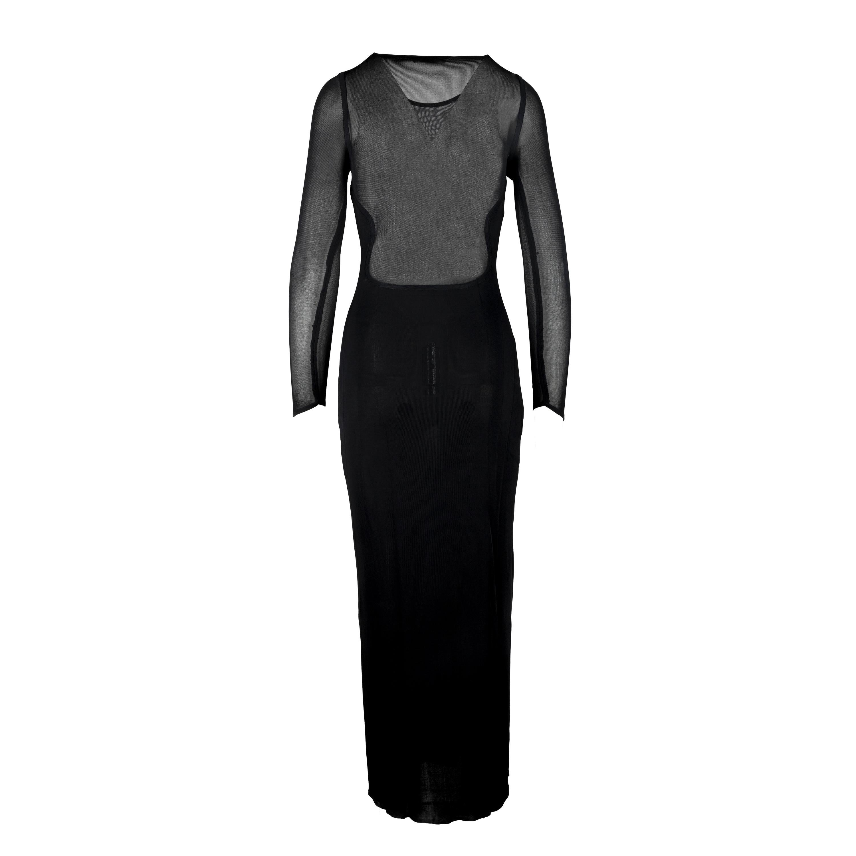 Black Mugler Mesh Long Dress - '90s For Sale