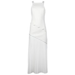 Mugler NWT White Bonded Crepe & Pleats Dress W/ Zipper Detail Sz FR34/US2