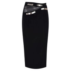 Mugler Paris Midi Skirt With Sheer Panel Embellishment