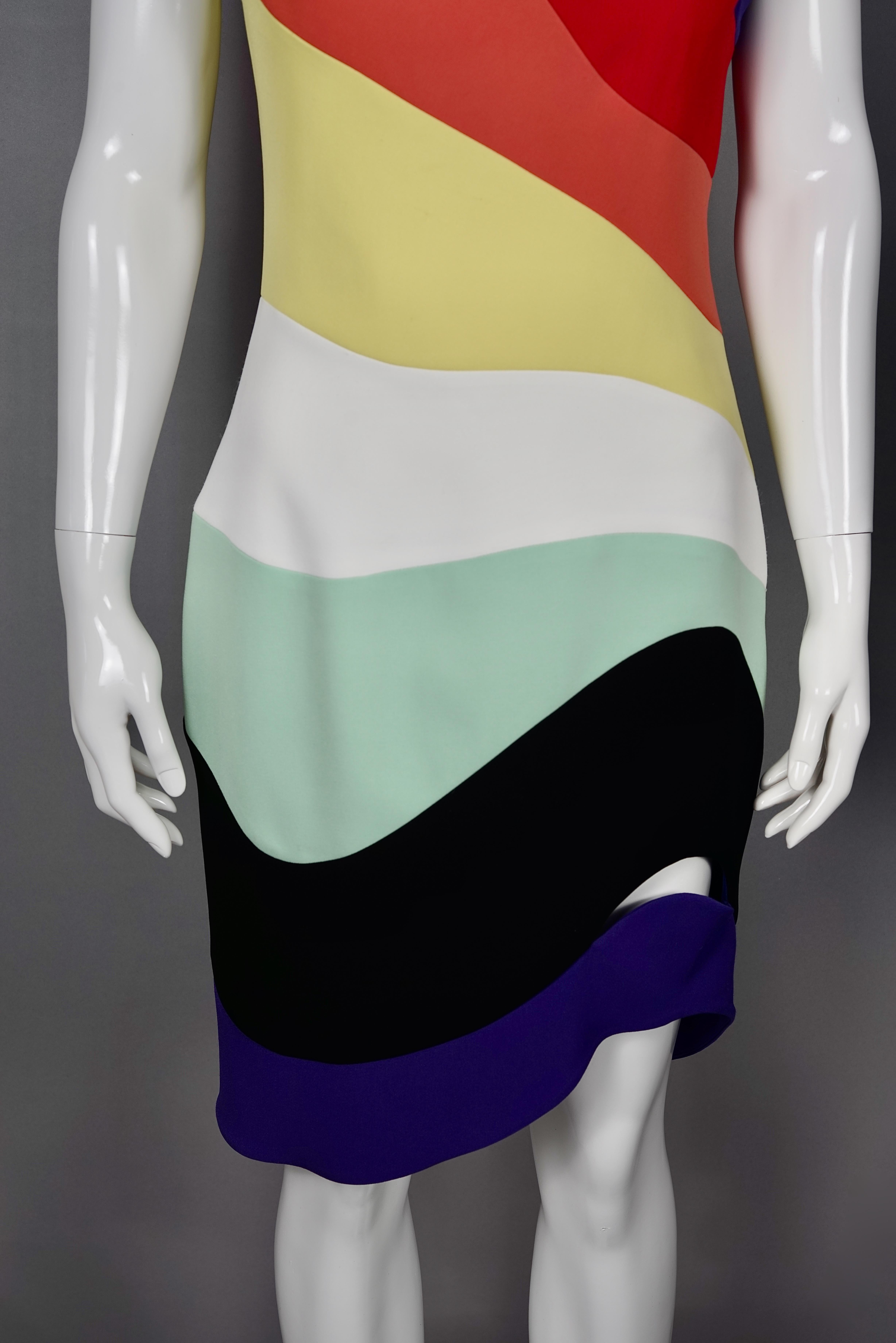 MUGLER PARIS Rainbow Wave Cutout Asymmetric Dress 2