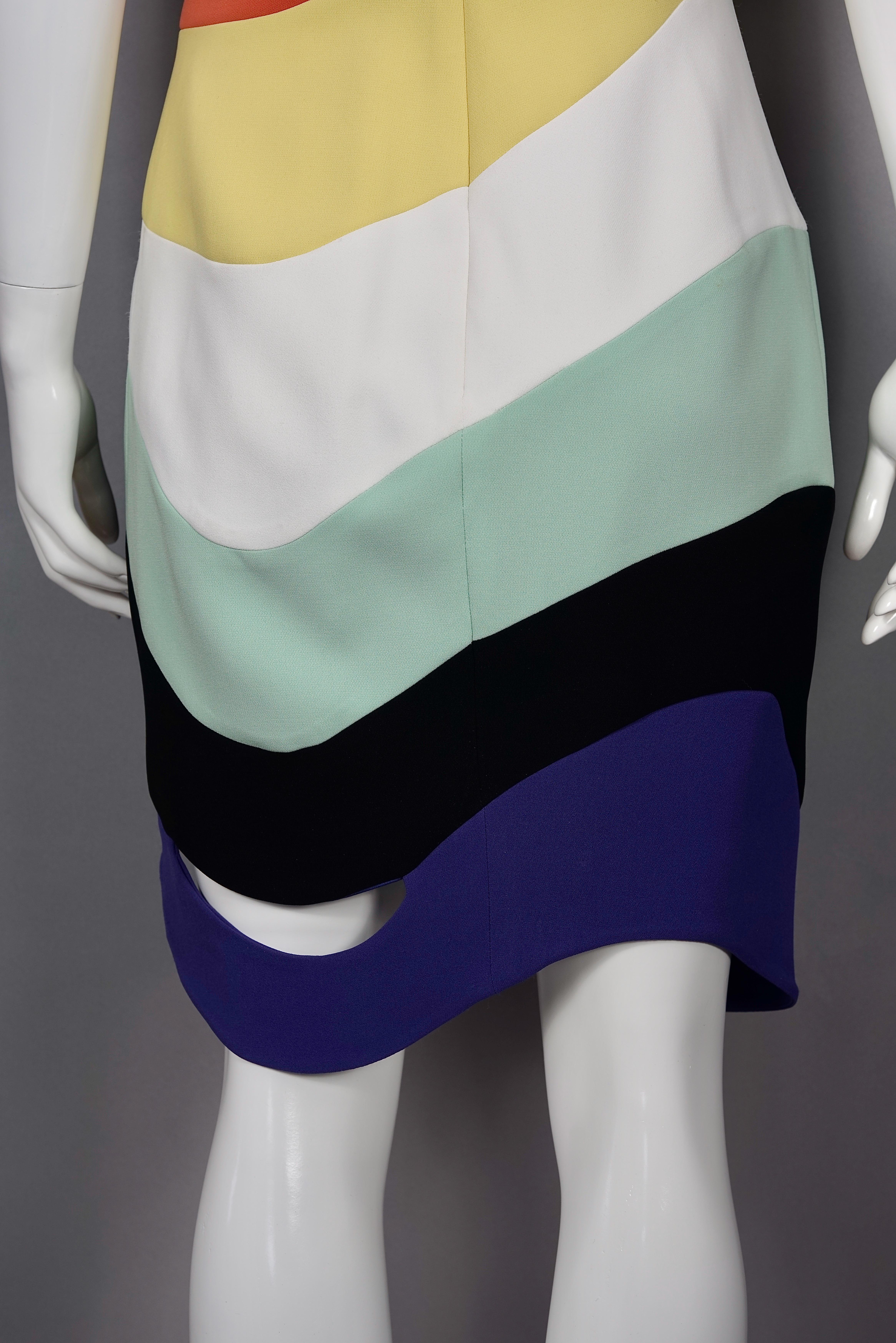 MUGLER PARIS Rainbow Wave Cutout Asymmetric Dress 4