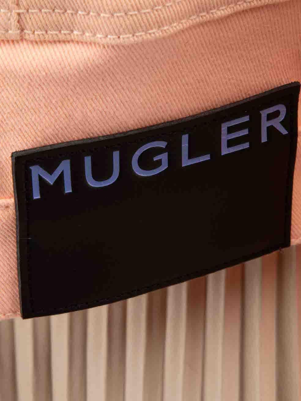 Women's Mugler Pink Denim Cropped Jacket Size M For Sale