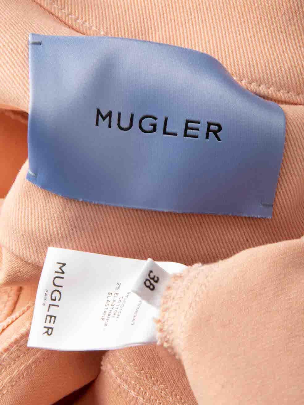 Mugler Pink Denim Cropped Jacket Size M For Sale 1