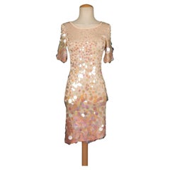 Vestido rosa empolvado con lentejuelas Mugler, años 2000