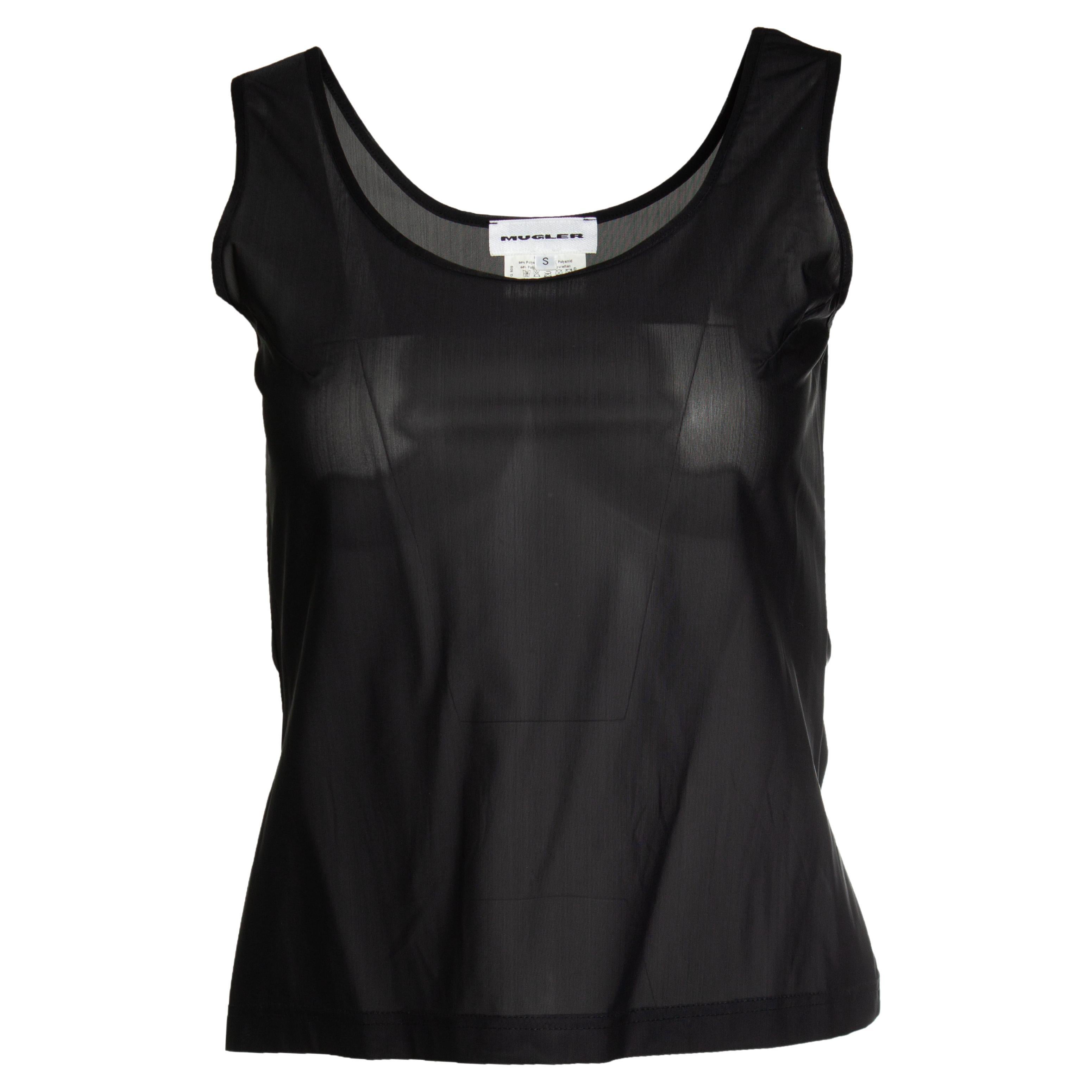 Mugler, Sheer top in black For Sale