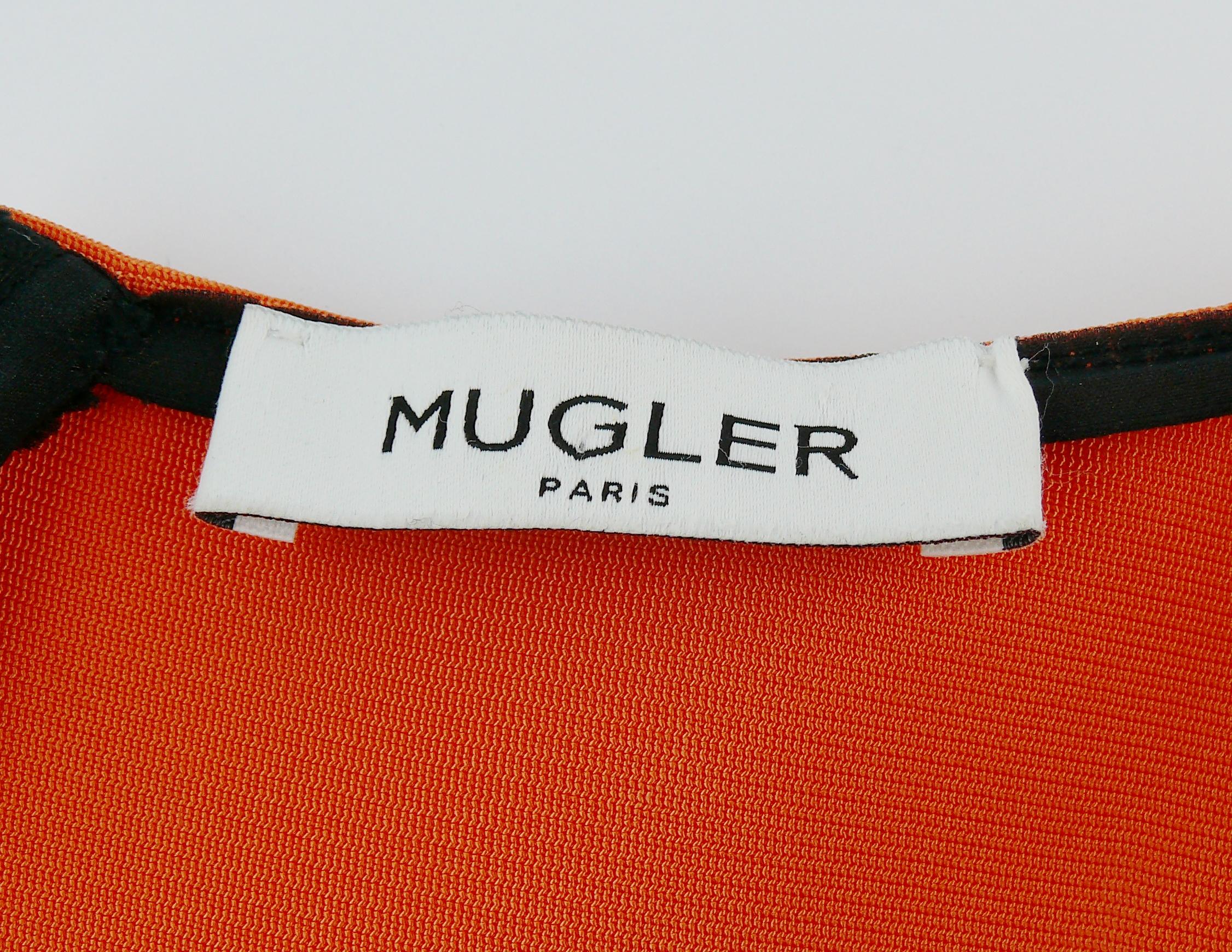 Mugler Short-Sleeve Cutout Black Rainbow Colorblock Sheath Dress For Sale 1