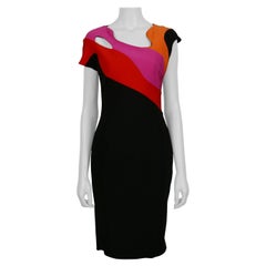 Mugler - Tubino a maniche corte con ritaglio di colore nero e arcobaleno