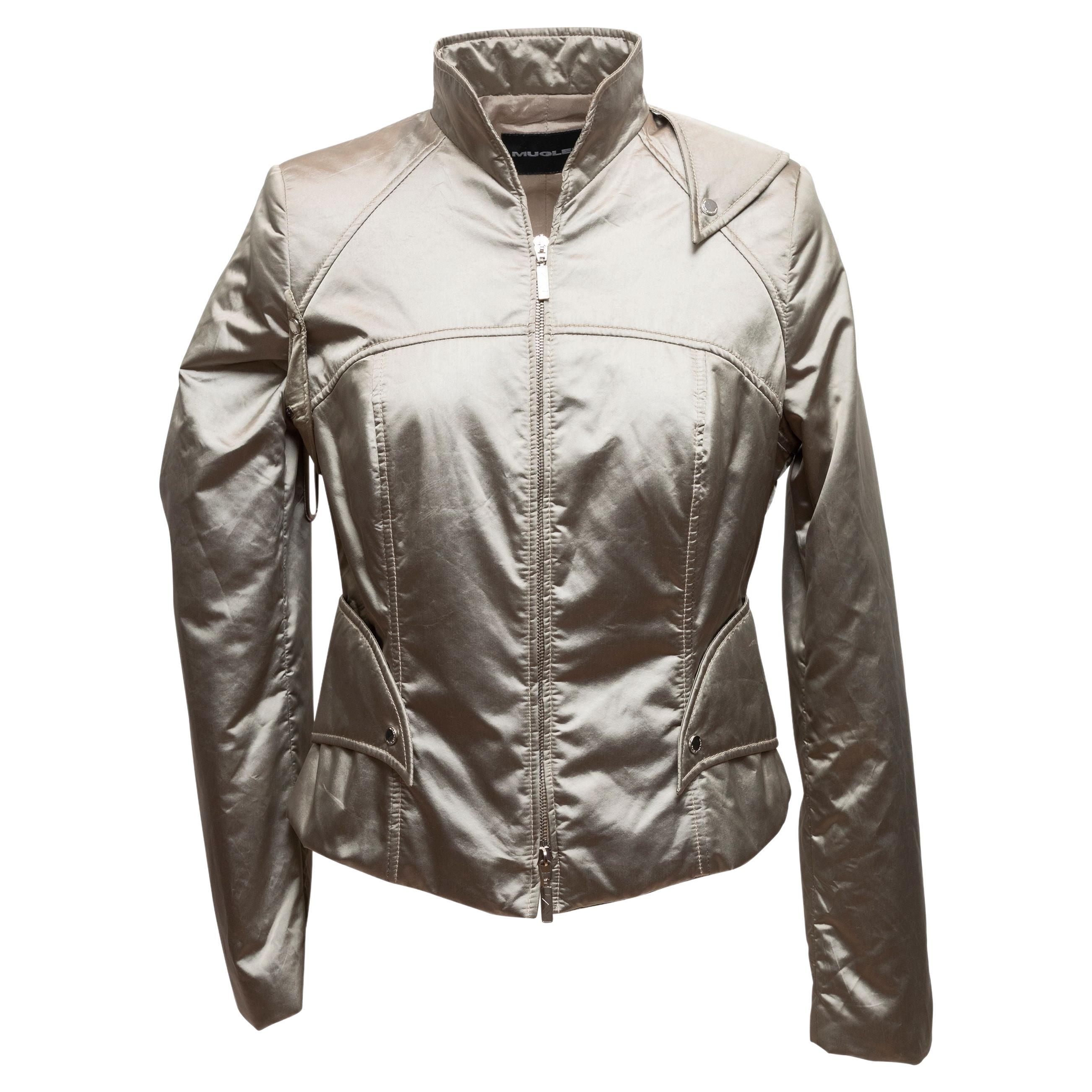 Mugler Silver Nylon Jacket