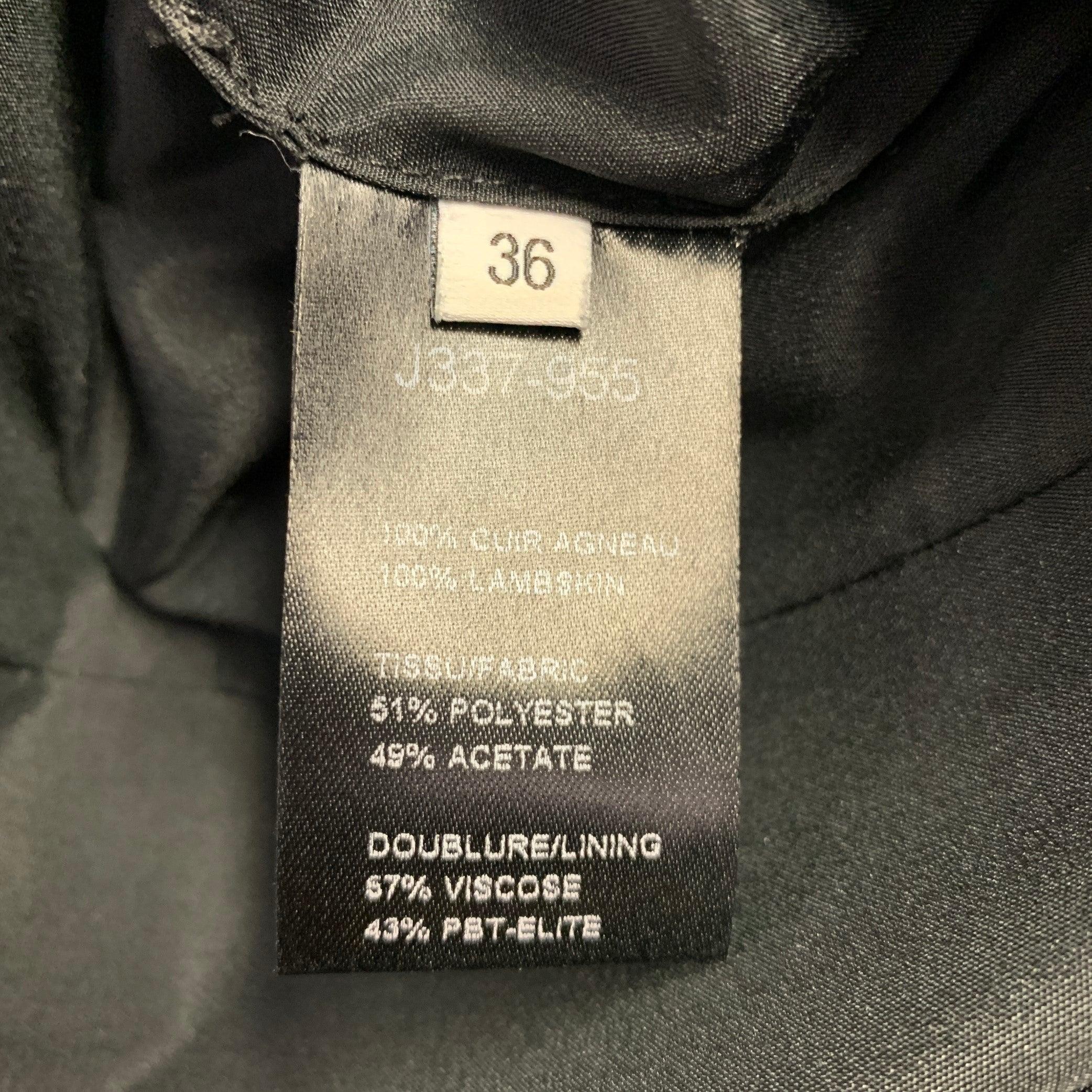 Women's MUGLER Size 0 Black Lamb Skin Pencil Below Knee Skirt For Sale