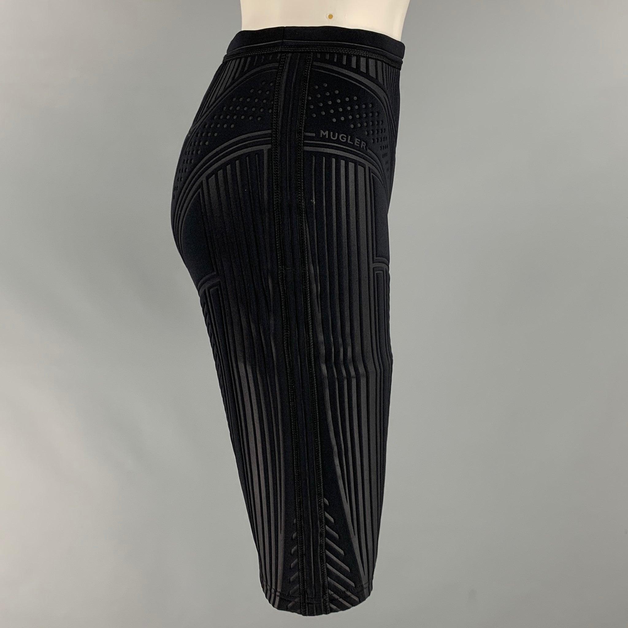 MUGLER Größe 4 Schwarze MUGLER-Shorts mit elastischem Tailleband aus Polyestermischung im Zustand „Hervorragend“ im Angebot in San Francisco, CA