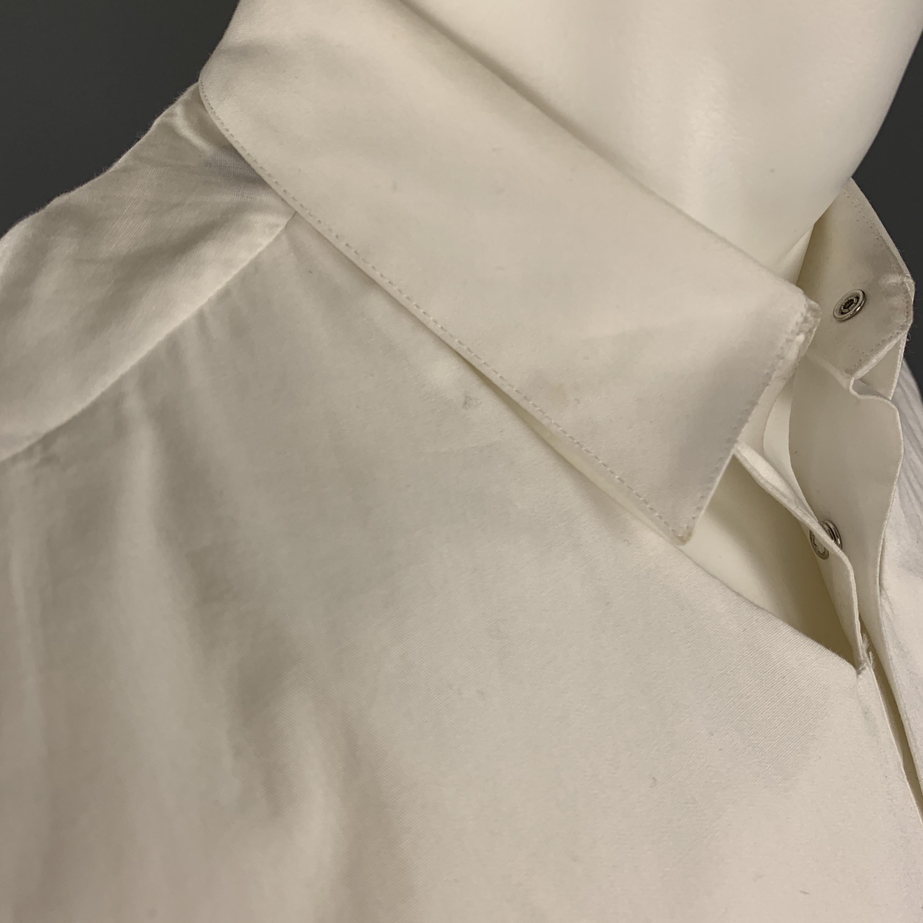 Men's MUGLER Size M White Cotton Cutout Snaps Sleeveless Shirt