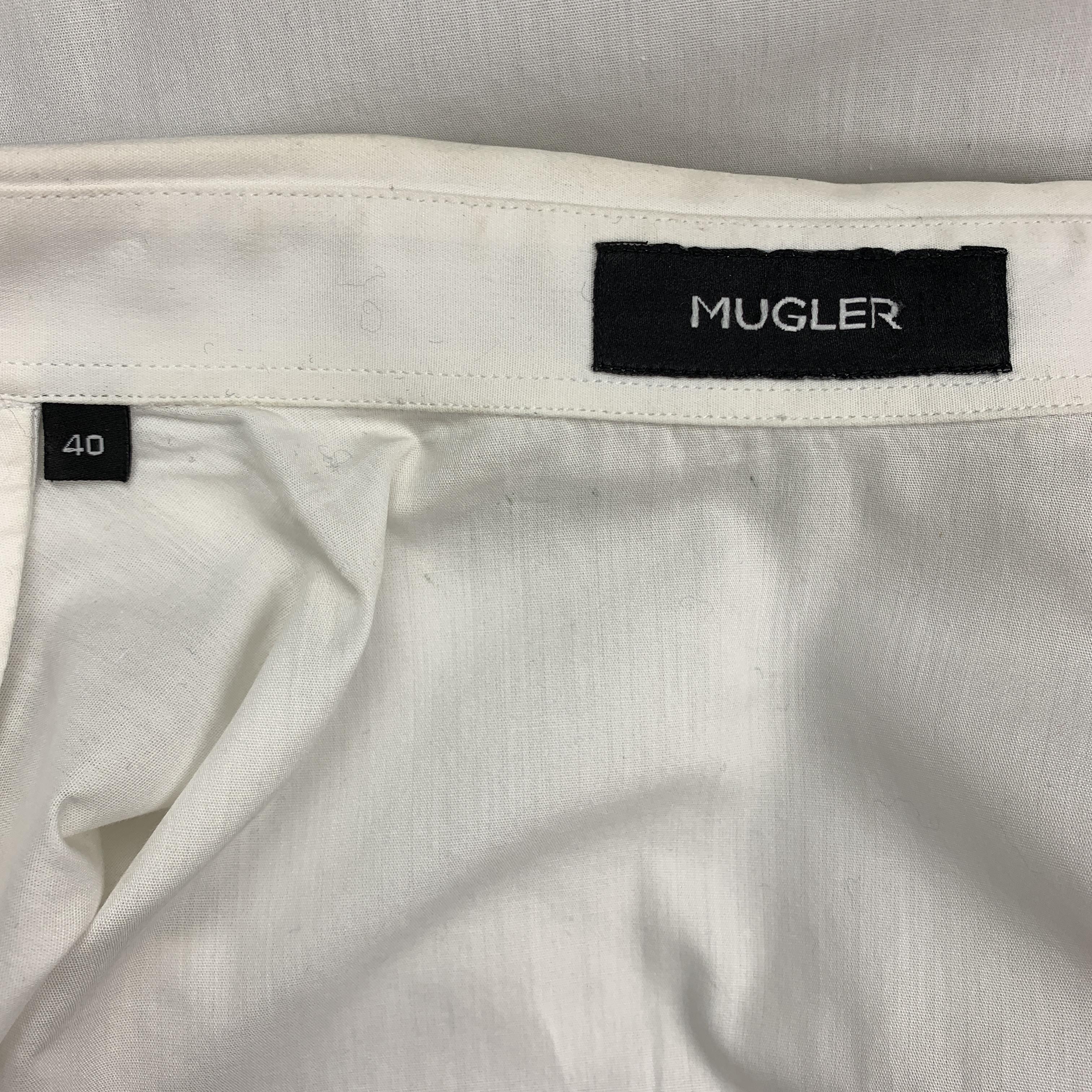 MUGLER Size M White Cotton Cutout Snaps Sleeveless Shirt 2