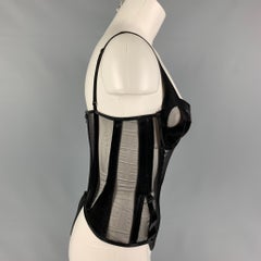 MUGLER Size S Black Polyamide High Tech Cut-Out Illusion Panel Corset Top
