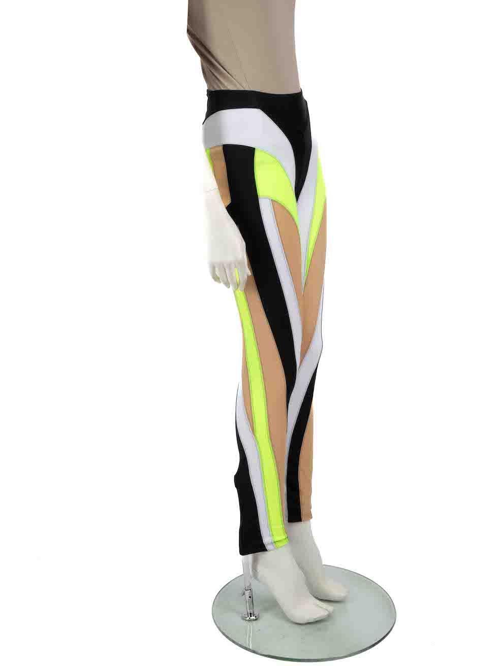 CONDITION is Never worn. No visible wear to leggings is evident on this new Mugler designer resale item.
 
 
 
 Details
 
 
 Multicolour
 
 Synthetic
 
 Leggings
 
 Spiral striped pattern
 
 High rise
 
 
 
 
 
 Made in Bulgaria
 
 
 
 Composition
