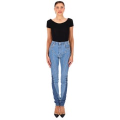 Mugler Two-Tone Skinny Spiral Jeans
