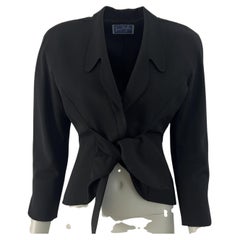MUGLER Veste en coton noir circa 1990, Made in France, taille S