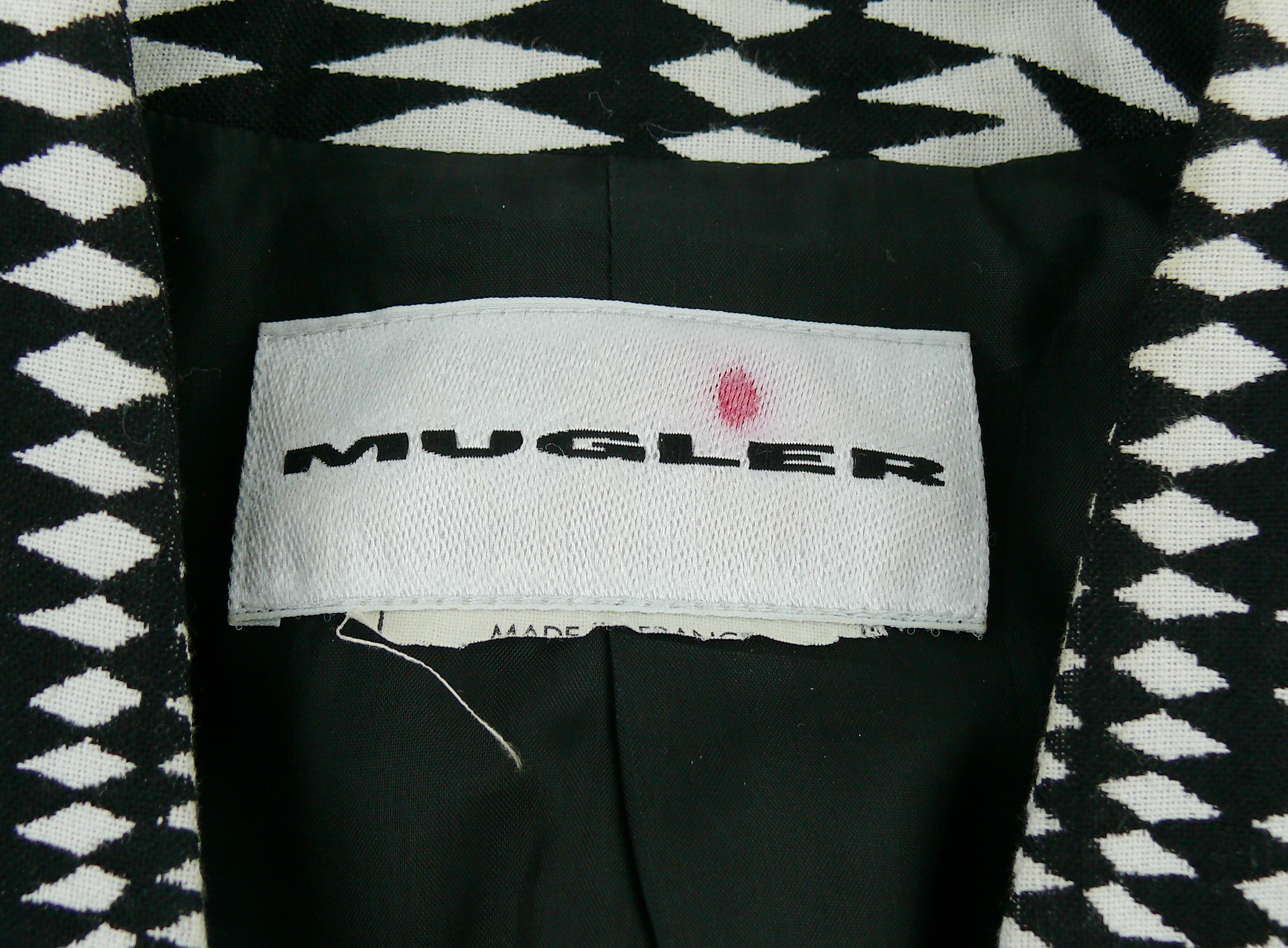 Mugler Vintage Black & White Kinetic Print Supple Jacket In Good Condition In Nice, FR