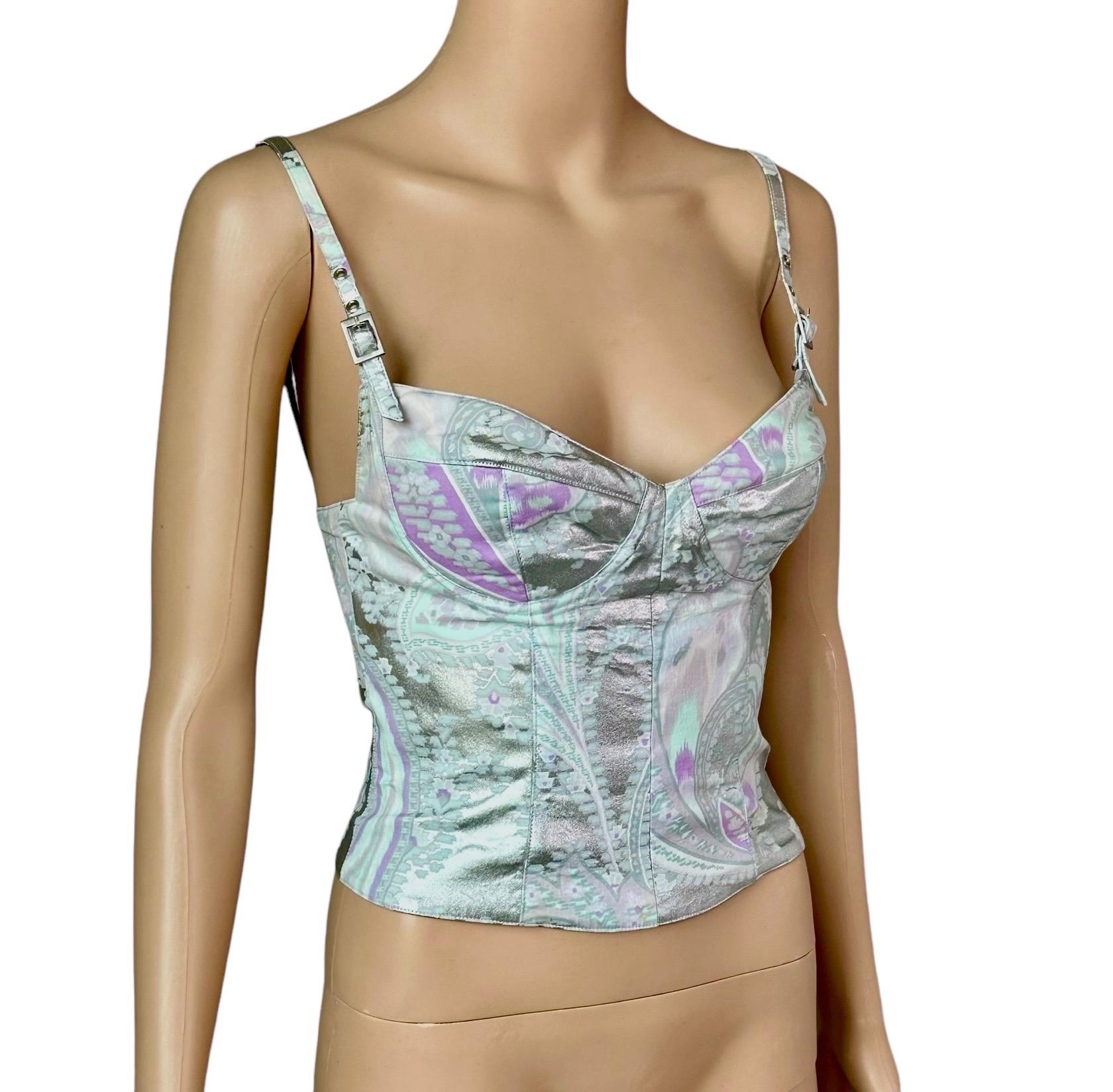 Mugler Vintage c. 2002 Bustier Korsett Metallic Crop Top im Angebot 7